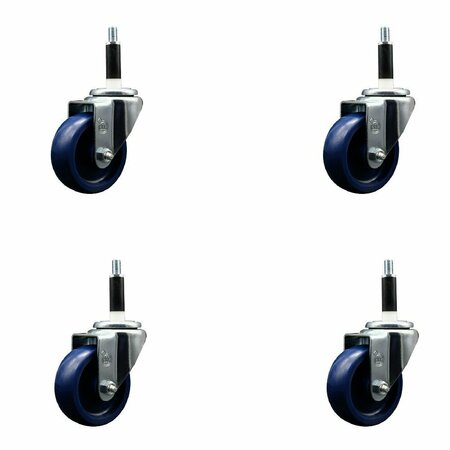 SERVICE CASTER 3.5'' Solid Poly Wheel Swivel 7/8'' Expanding Stem Caster Set, 4PK SCC-EX20S3514-SPUS-78-4